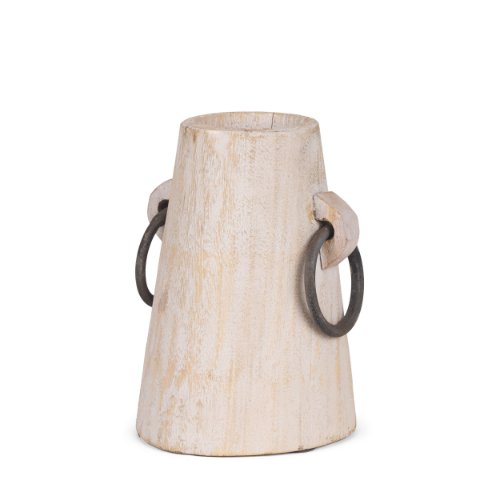 70513 - Monique Small Light Brown w/ Handles Wood Pot