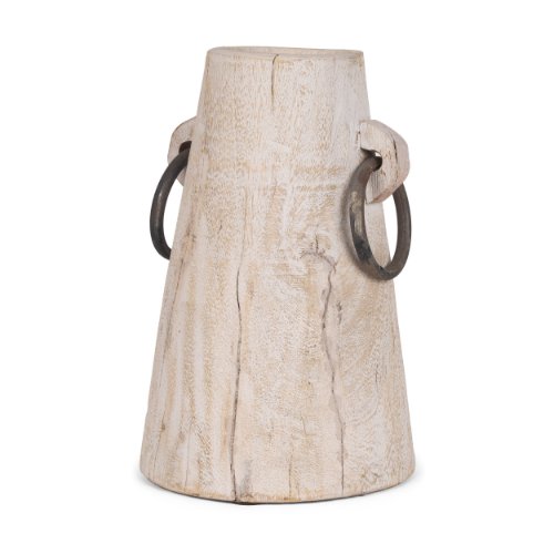70514 - Monique Large Light Brown w/ Handles Wood Pot