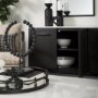 69208-AB - Divina Black-Brown Wood w/ White Marble Top and Black Metal Base Sideboard