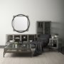69026 - Norbert 46" Round-Square Black Wood/Metal Frame Mirror