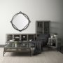 69026 - Norbert 46" Round-Square Black Wood/Metal Frame Mirror