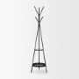 70522 - Everett Matte Black Metal w/ Two Metal Shelves Coat Rack