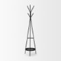 70522 - Everett Matte Black Metal w/ Two Metal Shelves Coat Rack