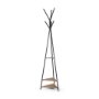 70523 - Everett Matte Black Metal w/ Two Wood Shelves Coat Rack