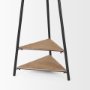 70523 - Everett Matte Black Metal w/ Two Wood Shelves Coat Rack