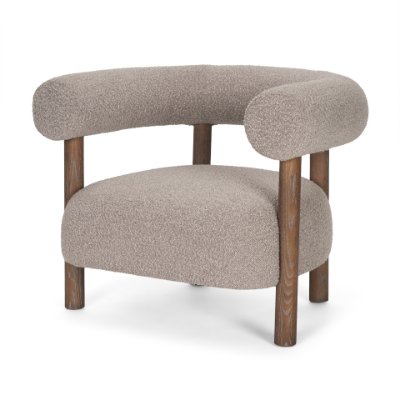 70584 - Gianna Open Back Medium Brown Wood w/ Taupe Boucle Fabric Accent Chair