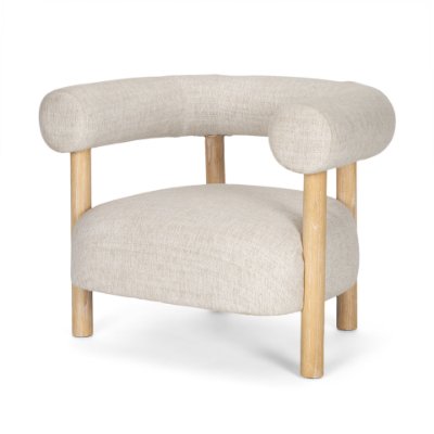 70585 - Gianna Open Back Light Brown Wood w/ Oatmeal Fabric Accent Chair