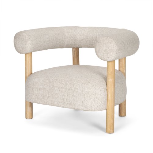 70585 - Gianna Open Back Light Brown Wood w/ Oatmeal Fabric Accent Chair