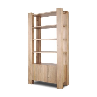 70636-AB - Beth Light Brown Wood w/ Open and Closed Storage Shelving Unit