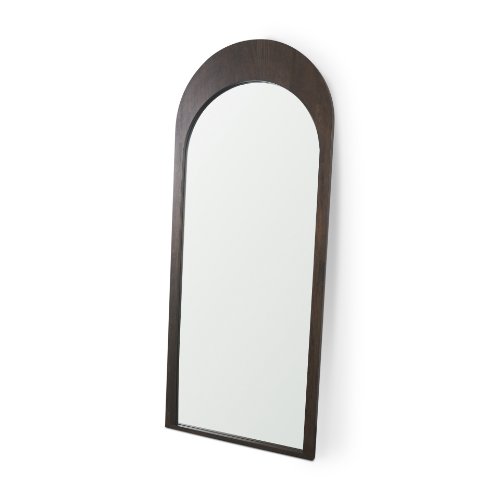 70621 - Celeste Dark Brown Wood Arched Floor Mirror