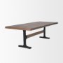70569-AB - Araxi Rectangular Dark Brown Wood w/ Black Metal Base Dining Table