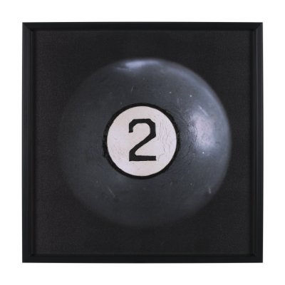 15297 - Billiard III 2 Ball by Chris Dunker a Hand Embelished Textured Framed Art Decograph Print