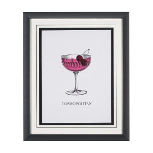 Vintage Cocktails-Cosmo by Gwen Aspell Hand Embellished Textured Framed Art Print Matted under Glass