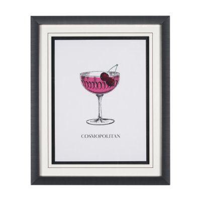 15303 - Vintage Cocktails-Cosmo by Gwen Aspell Hand Embellished Textured Framed Art Print Matted under Glass