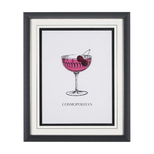 15303 - Vintage Cocktails-Cosmo by Gwen Aspell Hand Embellished Textured Framed Art Print Matted under Glass