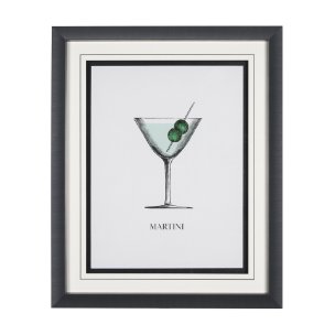 Vintage Cocktails-Martini by Gwen Aspell Hand Embellished Framed Art Print Matted under Glass