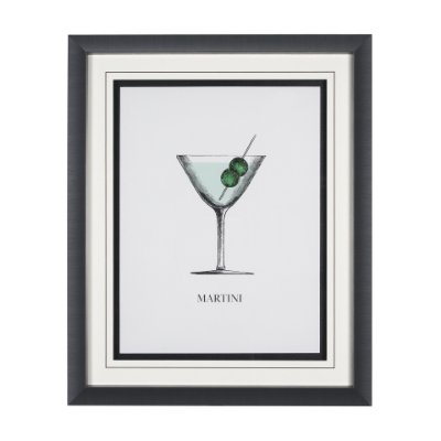 15304 - Vintage Cocktails-Martini by Gwen Aspell Hand Embellished Framed Art Print Matted under Glass