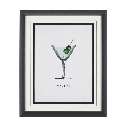 15304 - Vintage Cocktails-Martini by Gwen Aspell Hand Embellished Framed Art Print Matted under Glass