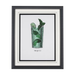 Vintage Cocktails-Mojito by Gwen Aspell Hand Embelished Textured Framed Art Print Matted under Glass