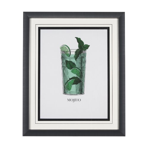 15305 - Vintage Cocktails-Mojito by Gwen Aspell Hand Embelished Textured Framed Art Print Matted under Glass