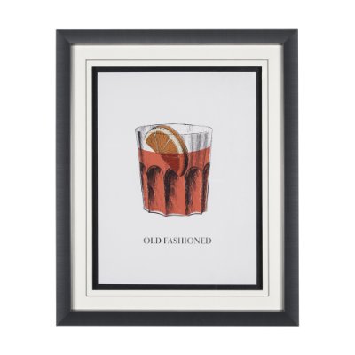 15306 - Vintage Cocktails-Old Fashion by Gwen Aspell Hand Embellished Framed Art Print Matted under Glass