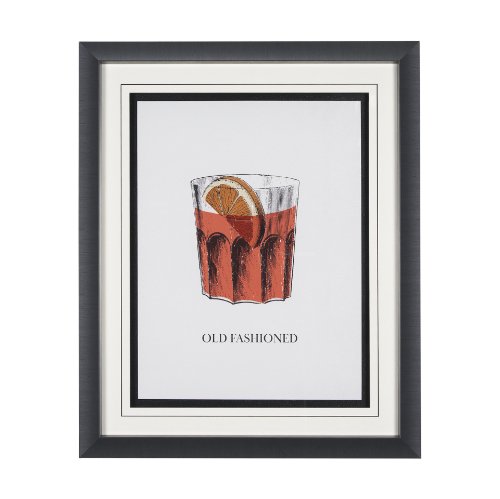 15306 - Vintage Cocktails-Old Fashion by Gwen Aspell Hand Embellished Framed Art Print Matted under Glass