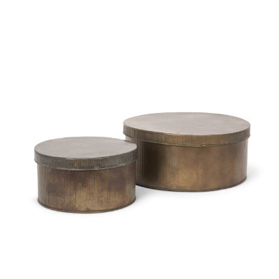 70518 - Josephine Round Antique Gold Metal Box (Set of 2)