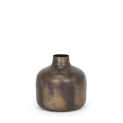 70554 - Daya Short Antiqued Gold Metal Vase
