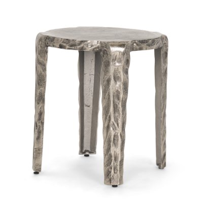70615 - Randy Textured Silver Nickel Cast Aluminum Metal Accent Table