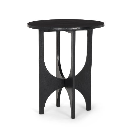 70617 - Sobi Textured Matte Black Round Metal Accent Table