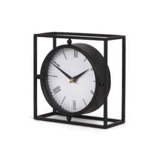 Raisa Black w/ Gold Antiquing Metal Table Clock