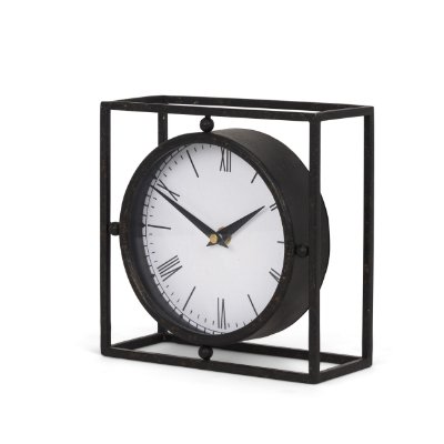 70690 - Raisa Black w/ Gold Antiquing Metal Table Clock