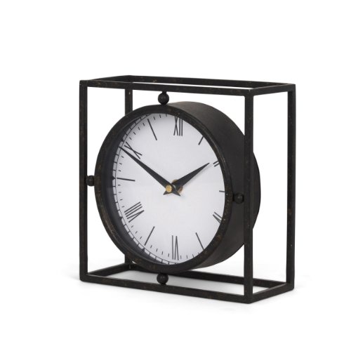 70690 - Raisa Black w/ Gold Antiquing Metal Table Clock
