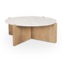 70647-AB - Bianca Light Brown Wood w/ Round Marble Top Coffee Table