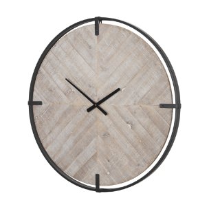 Rani Matte Black Metal w/ Wood Wall Clock
