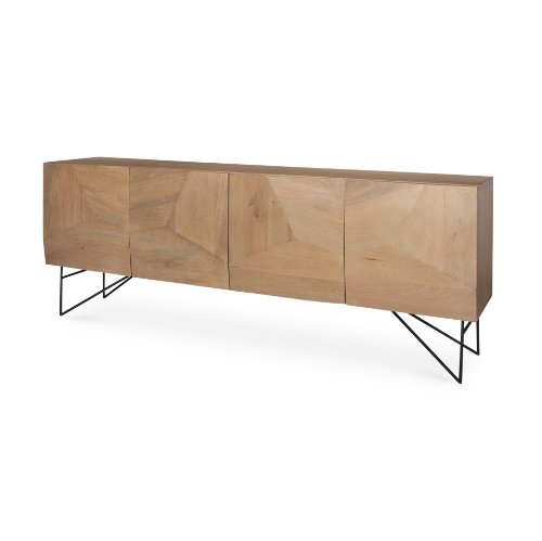 70683 - Darwin Light Brown Wooden 4 Door w/ 2 Shelves Sideboard