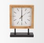 70693 - Renaya Light Brown Wood w/ Matte Black Metal Base Table Clock