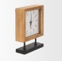 70693 - Renaya Light Brown Wood w/ Matte Black Metal Base Table Clock