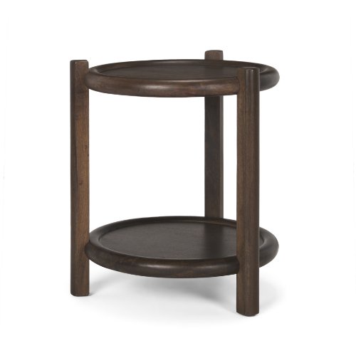 70638 - Romi Dark Brown Wood w/ Bottom Shelf Round Accent Table