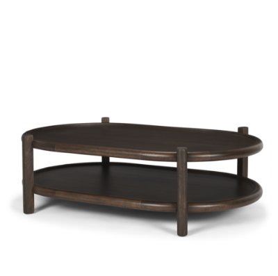 70639 - Romi Dark Brown Wood w/ Bottom Shelf Oval Coffee Table