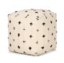 70759 - Saanvi Wool w/ Cream and Black Stitched Cross Patterned Pouf