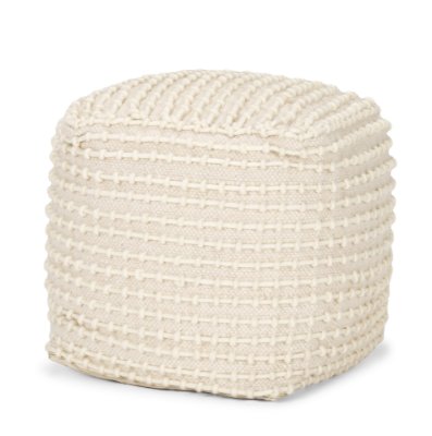 70762 - Sakaye Beige w/ Cream Stitched Patterned Pouf