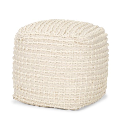 70762 - Sakaye Beige w/ Cream Stitched Patterned Pouf