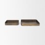 70516 - Varun Square Antiqued Brass Metal Tray (Set of 2)