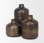 70554 - Daya Short Antiqued Gold Metal Vase