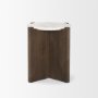 70680 - Bianca Dark Brown Wood w/ Marble Round Accent Table