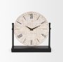 70692 - Raja Matte Black Metal w/ Wood Table Clock