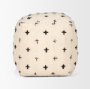 70759 - Saanvi Wool w/ Cream and Black Stitched Cross Patterned Pouf