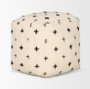 70759 - Saanvi Wool w/ Cream and Black Stitched Cross Patterned Pouf