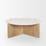 70647-AB - Bianca Light Brown Wood w/ Round Marble Top Coffee Table